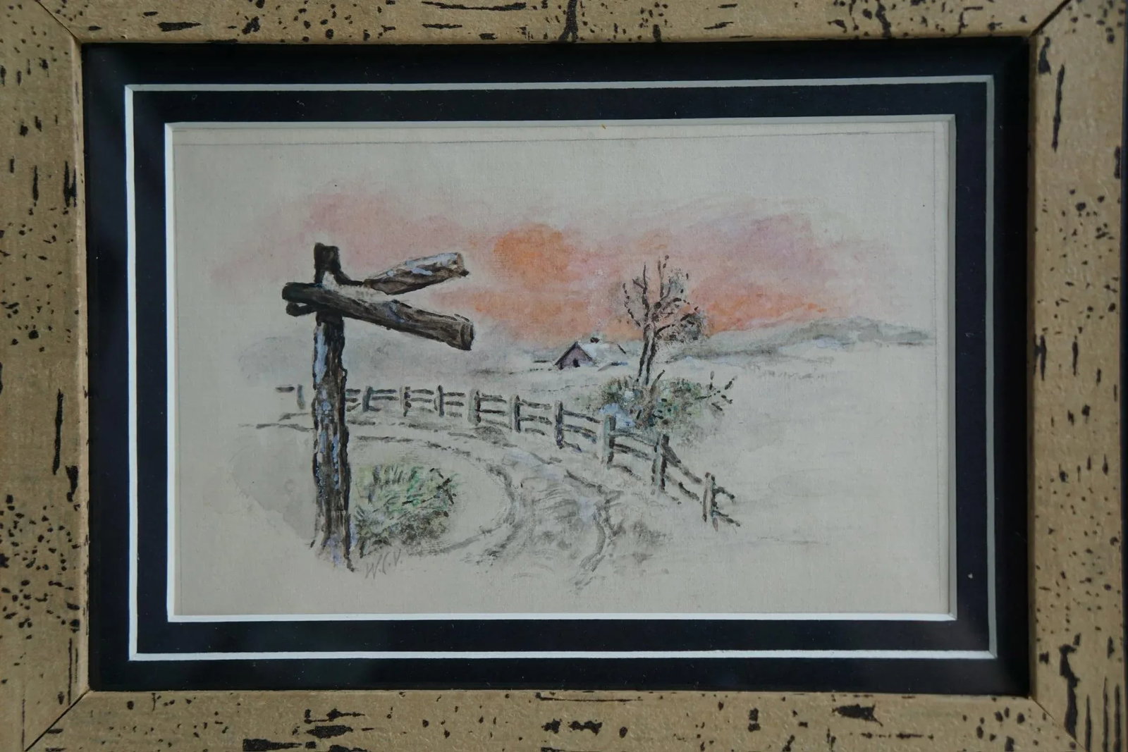 Framed w.c. Vincent Watercolor Painting of a Country Scene - 2