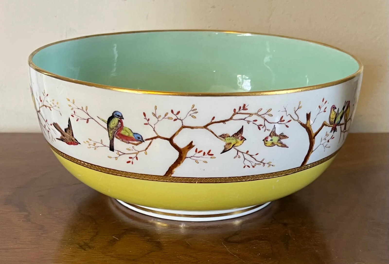 Antique 19th Century Mintons Porcelain Fruit Bowl With Hand Painted Birds - 6