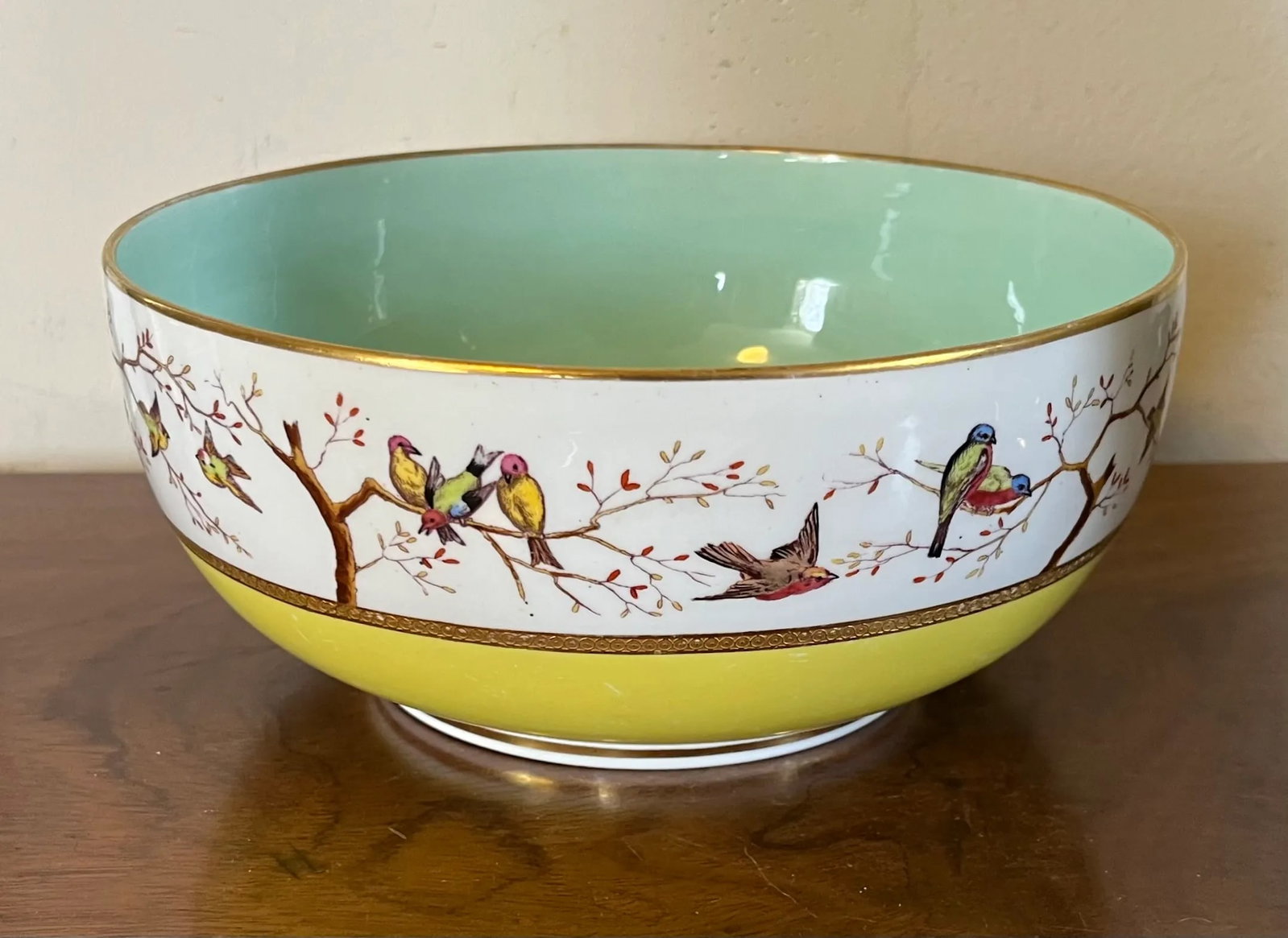 Antique 19th Century Mintons Porcelain Fruit Bowl With Hand Painted Birds - 7