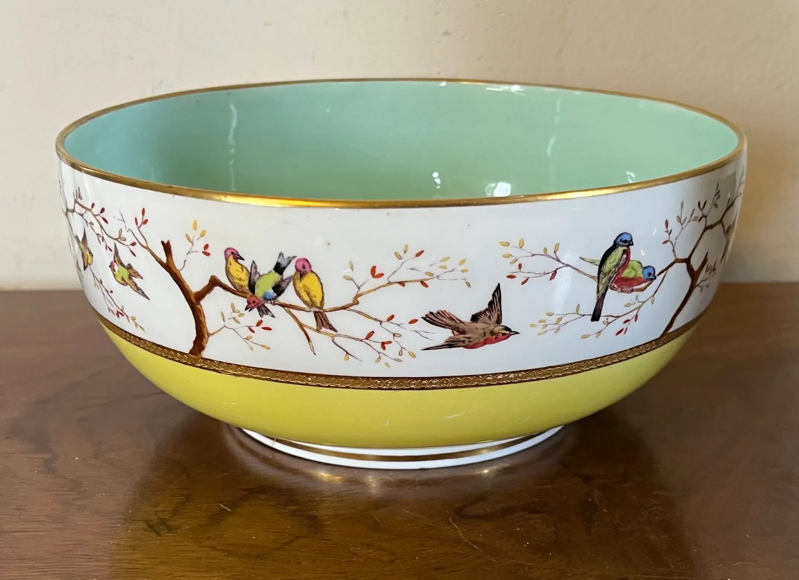 Antique 19th Century Mintons Porcelain Fruit Bowl With Hand Painted Birds - 8