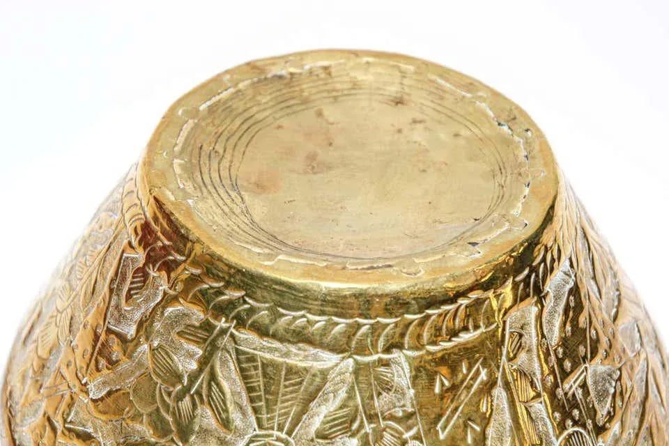 Middle Eastern Islamic Brass Bowl With Egyptian Scene - 10