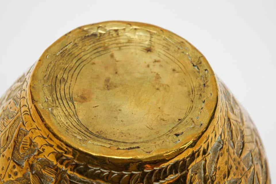 Middle Eastern Islamic Brass Bowl With Egyptian Scene - 2