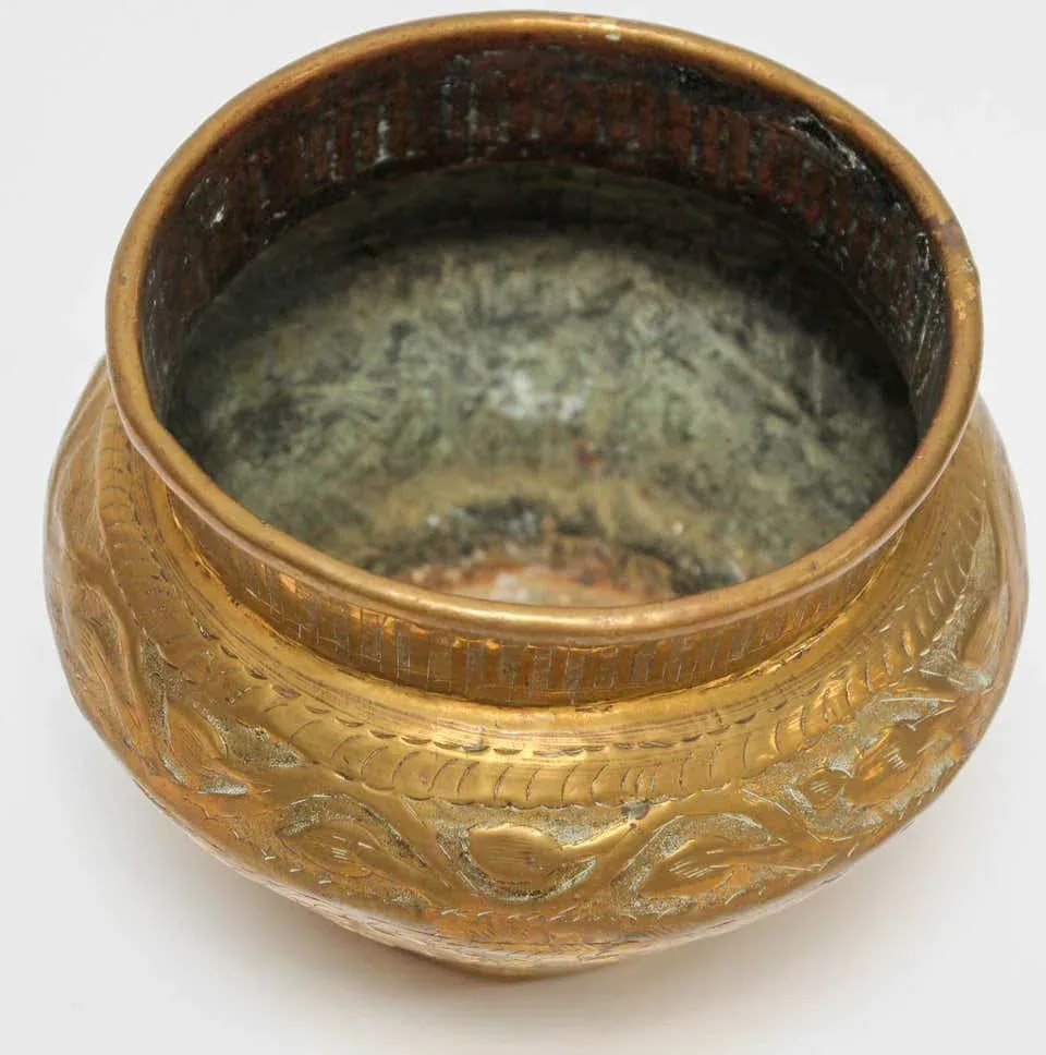 Middle Eastern Islamic Brass Bowl With Egyptian Scene - 5