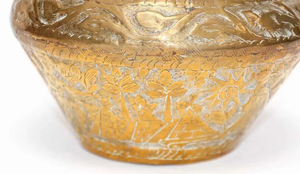 Middle Eastern Islamic Brass Bowl With Egyptian Scene - 7