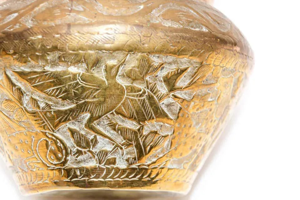 Middle Eastern Islamic Brass Bowl With Egyptian Scene - 8