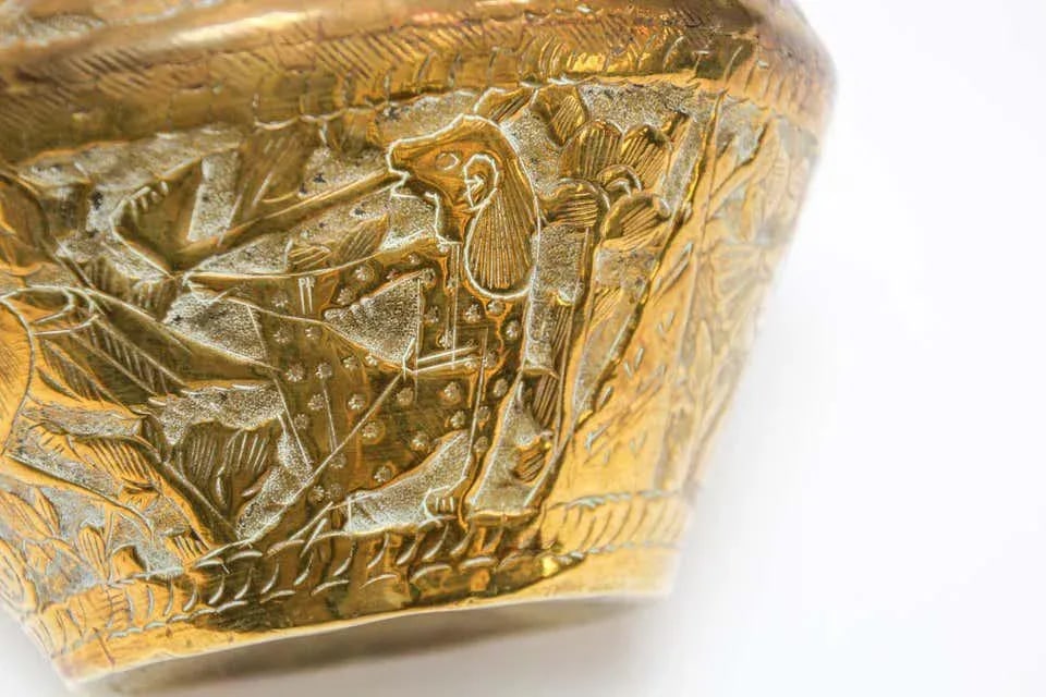 Middle Eastern Islamic Brass Bowl With Egyptian Scene - 9