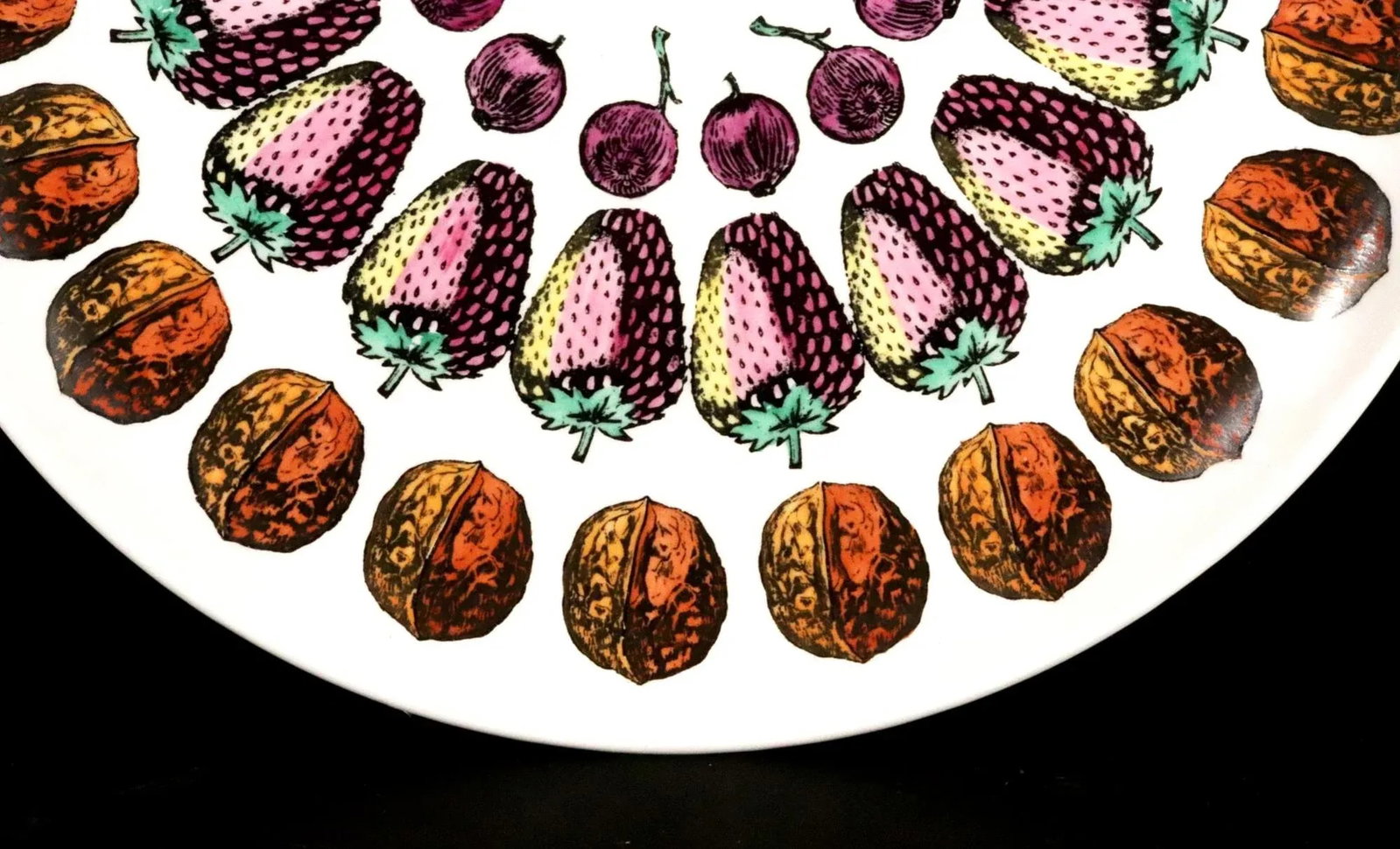 Piero Fornasetti Ceramic Plate With Giostra Di Frutta Pattern, #4 in Series - 3