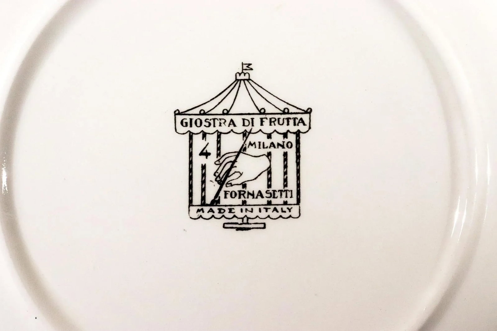 Piero Fornasetti Ceramic Plate With Giostra Di Frutta Pattern, #4 in Series - 4