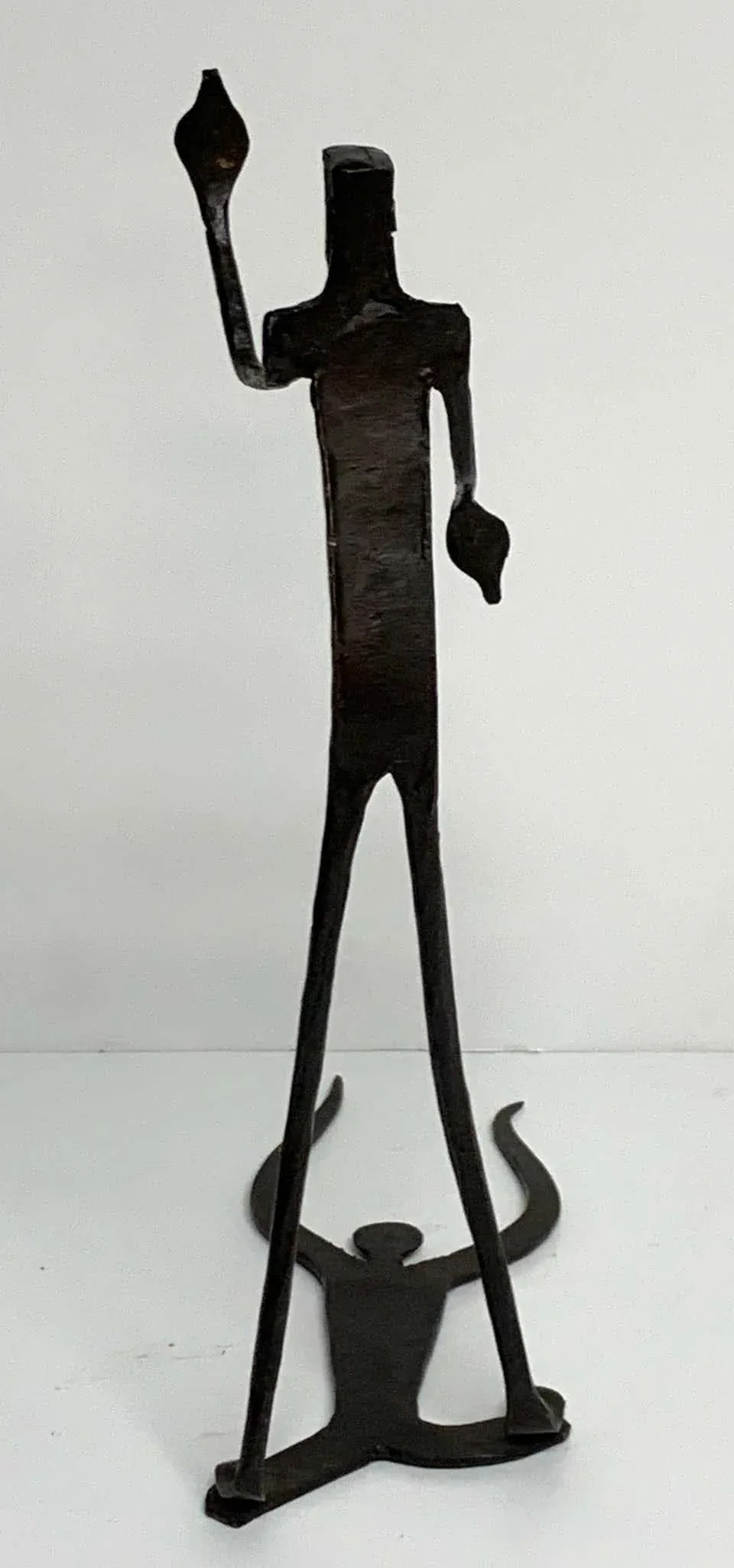 Late 20th Century Wrought Iron Walking Man and Shadow Bookends - a Pair - 10