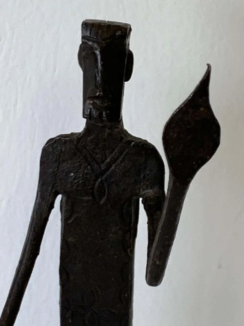 Late 20th Century Wrought Iron Walking Man and Shadow Bookends - a Pair - 11