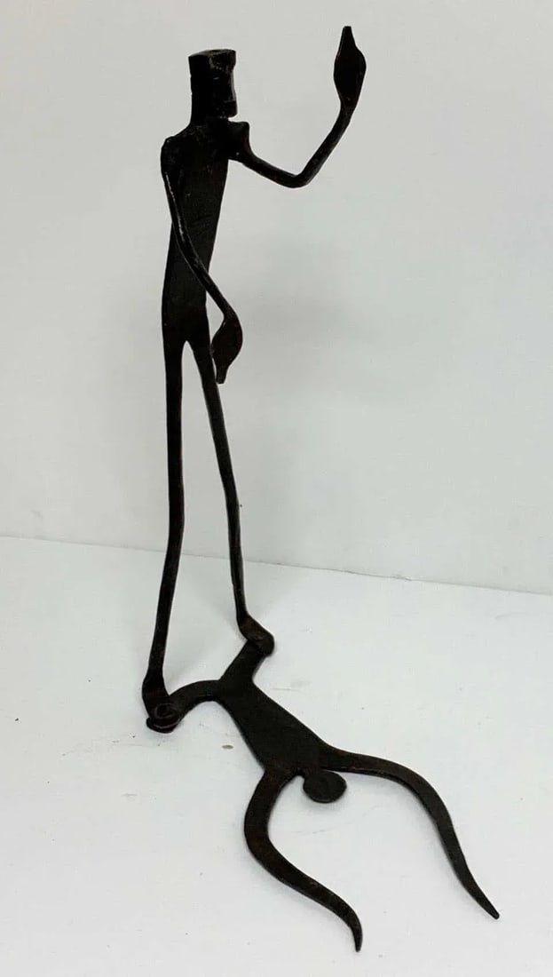 Late 20th Century Wrought Iron Walking Man and Shadow Bookends - a Pair - 4
