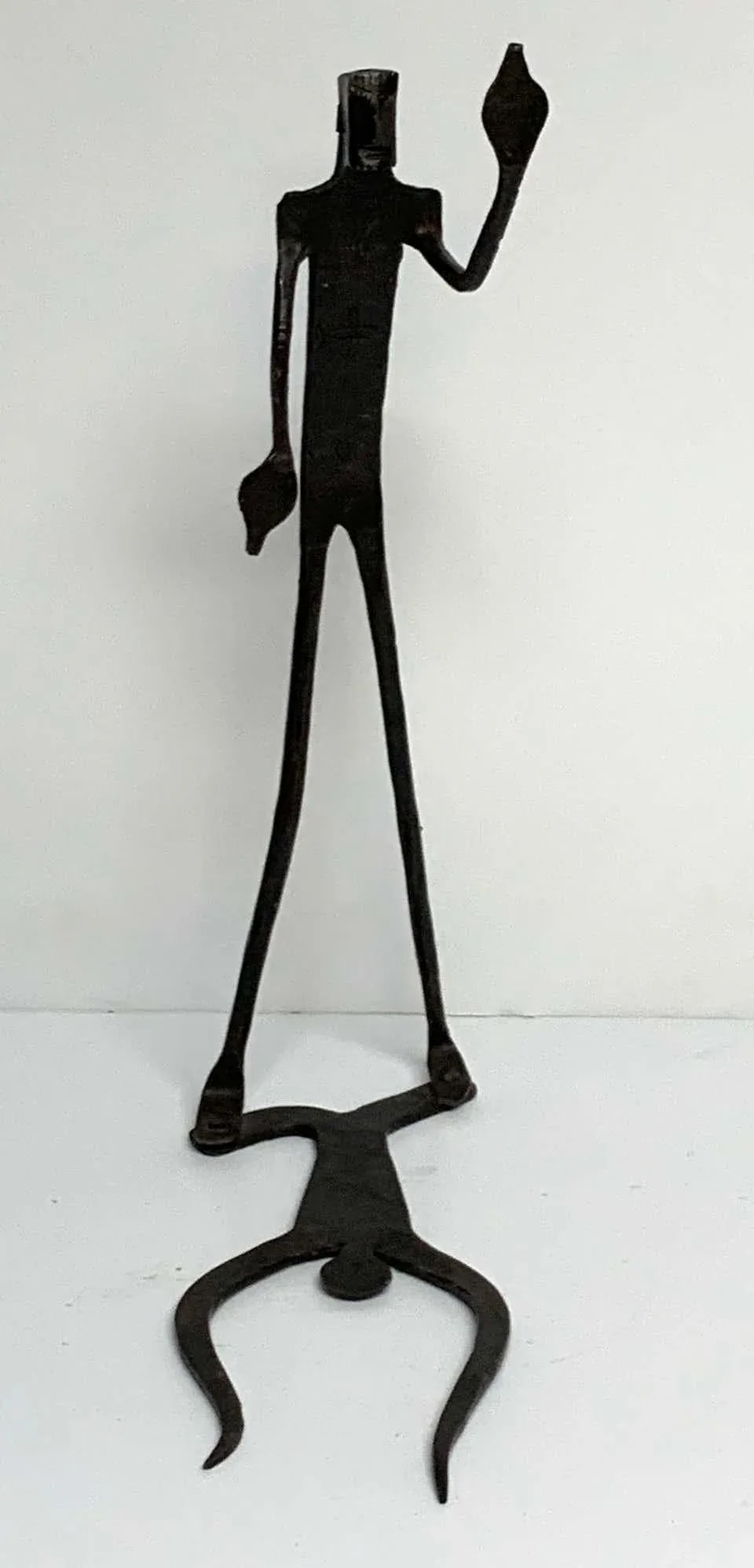 Late 20th Century Wrought Iron Walking Man and Shadow Bookends - a Pair - 7