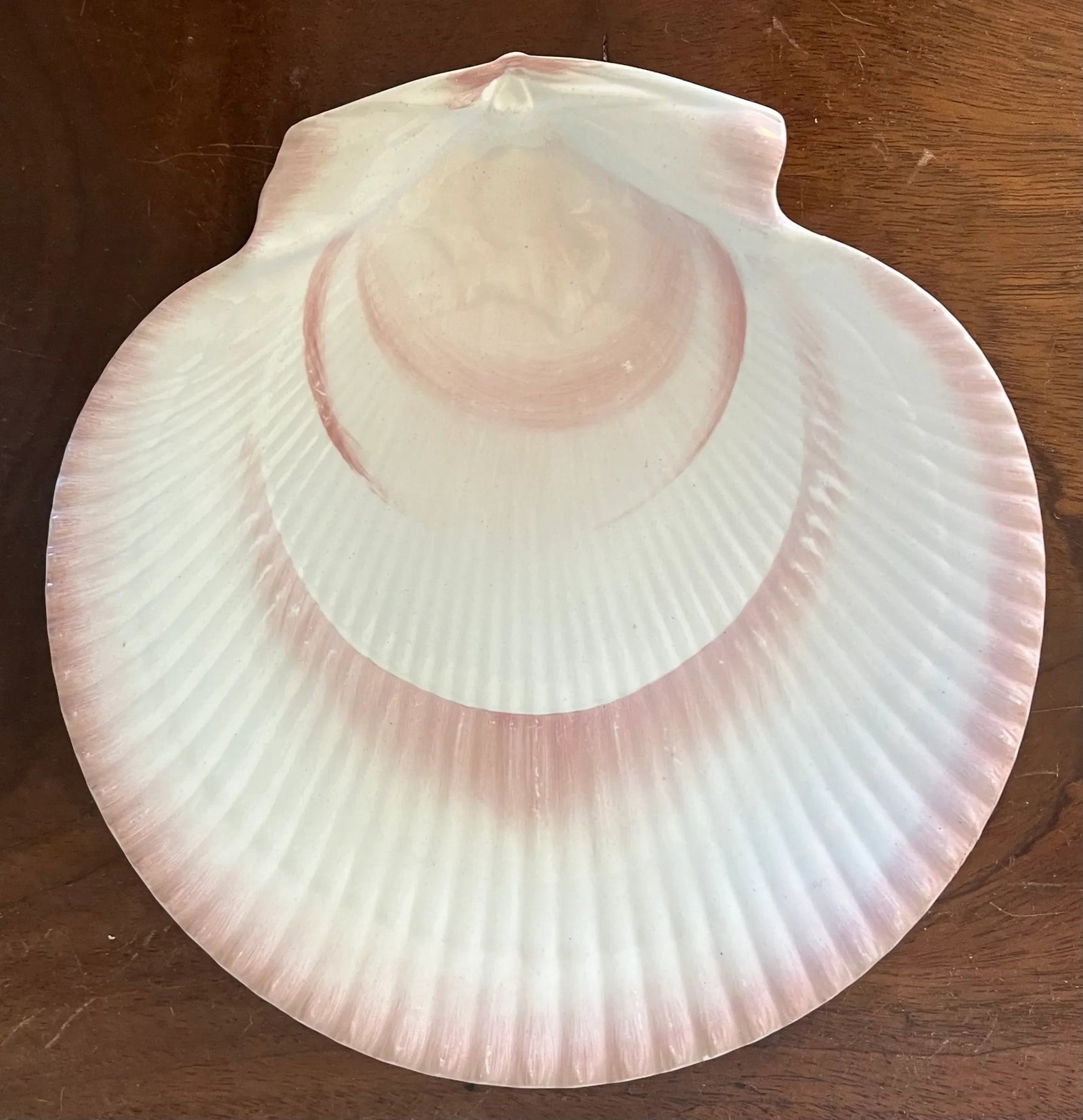 Antique 19th Century Wedgwood Pink Nautilus Pearlware Scallop Sea Shell Dessert Dish or Plate - 2