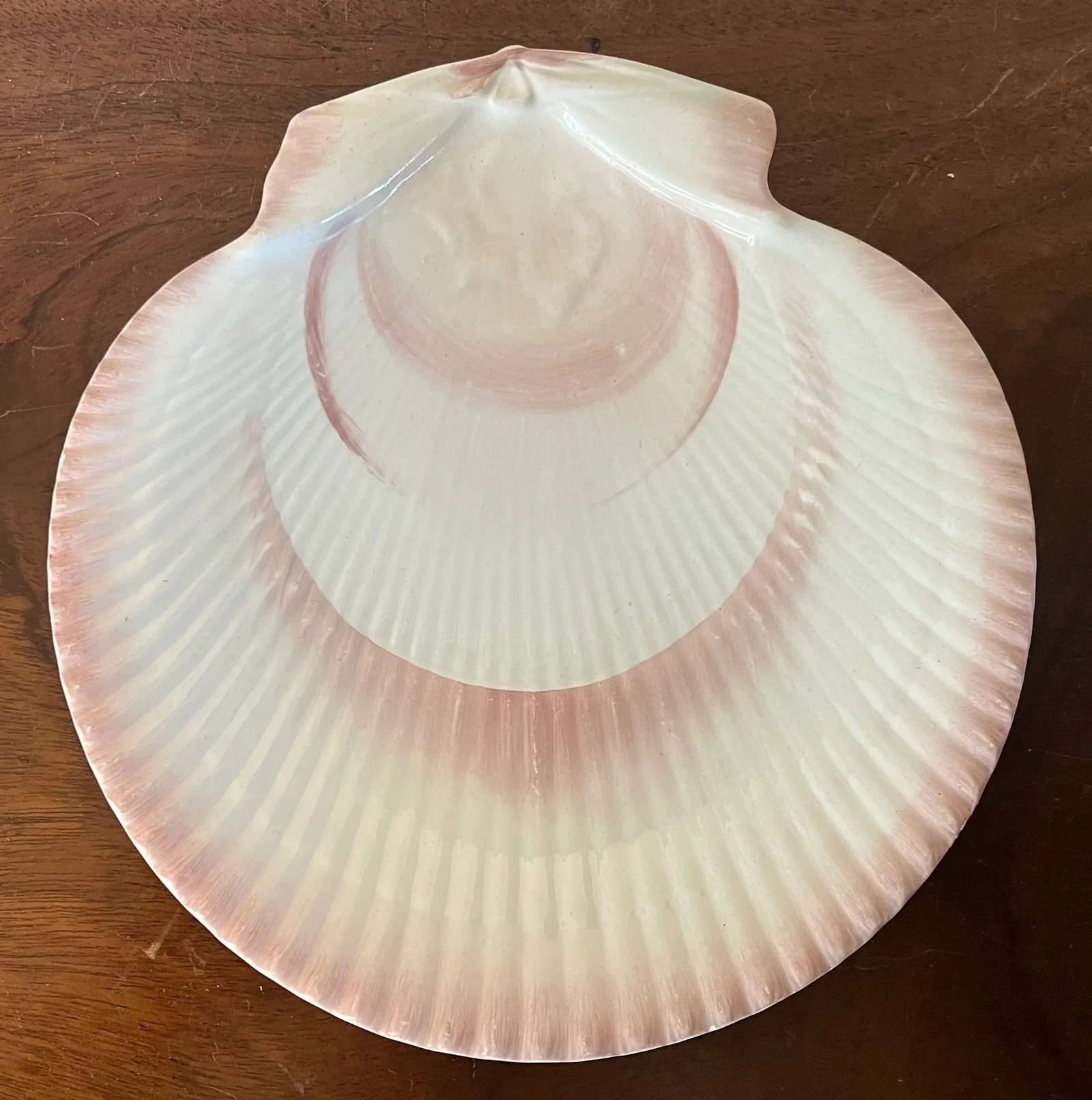 Antique 19th Century Wedgwood Pink Nautilus Pearlware Scallop Sea Shell Dessert Dish or Plate - 4