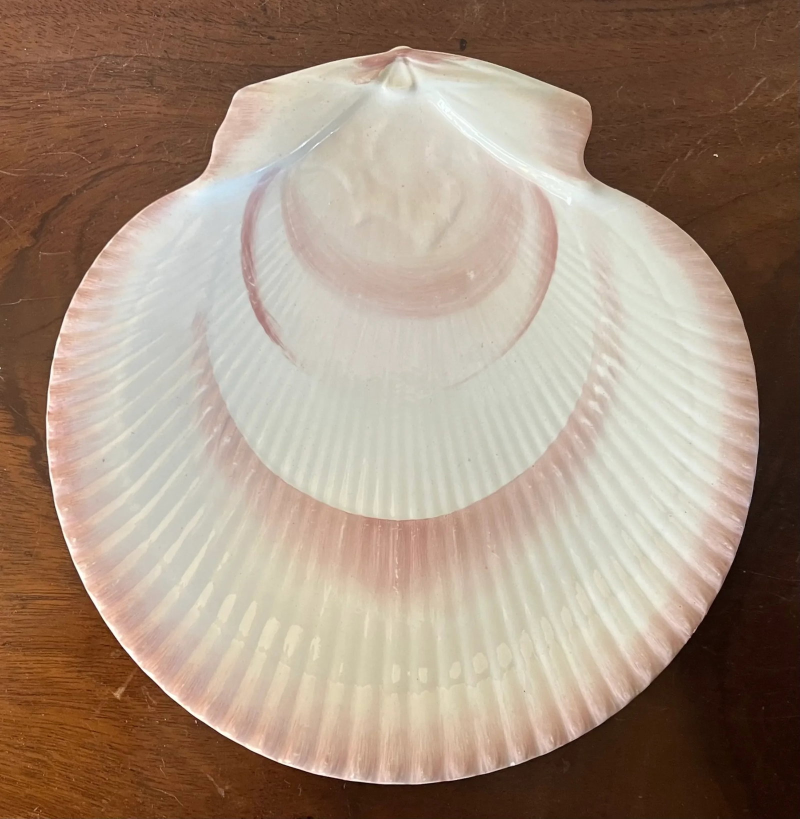 Antique 19th Century Wedgwood Pink Nautilus Pearlware Scallop Sea Shell Dessert Dish or Plate - 5
