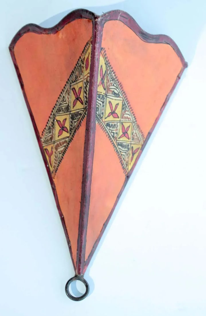 1980s Parchment North African Tribal Art Wall Sconce Attributed to Berber Tribes of Morocco - 9