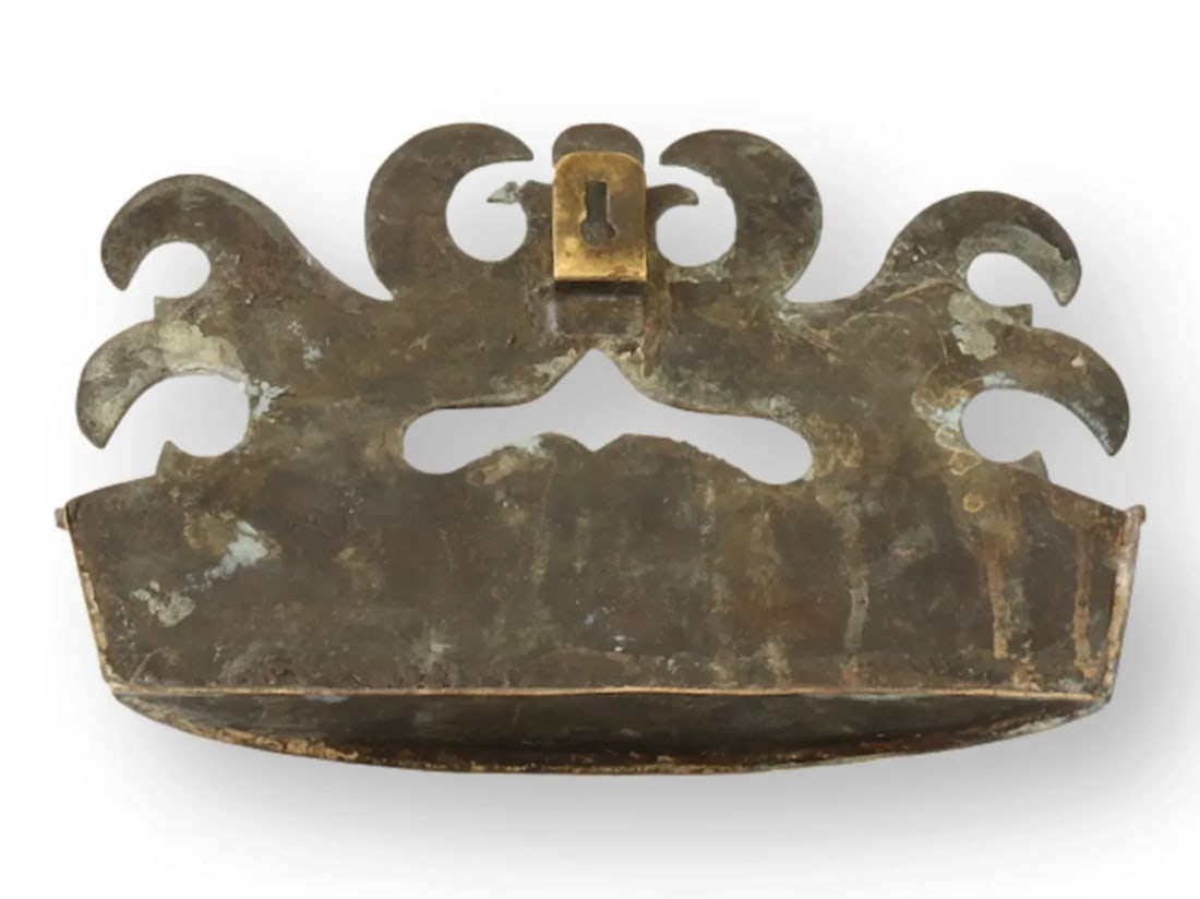 19th-C. Victorian Brass Crown Wall Pocket - 2