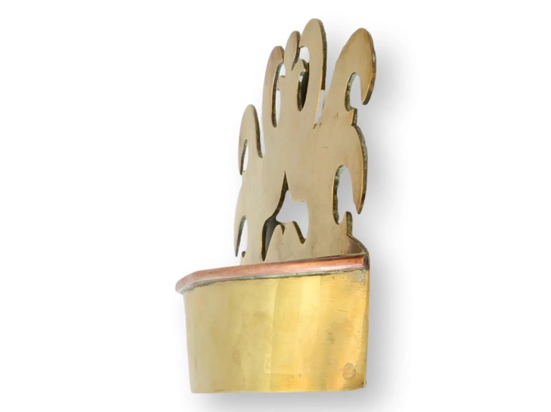 19th-C. Victorian Brass Crown Wall Pocket - 4