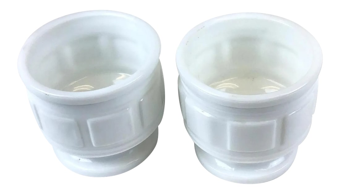 Vintage Milk-Glass Art Deco Planters - a Pair (1 of 9)
