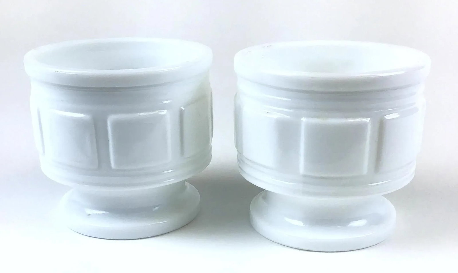 Vintage Milk-Glass Art Deco Planters - a Pair - 2