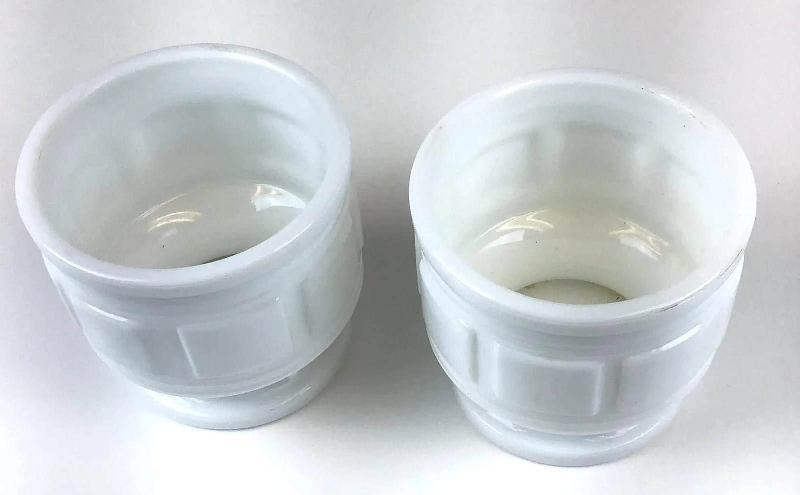 Vintage Milk-Glass Art Deco Planters - a Pair - 3