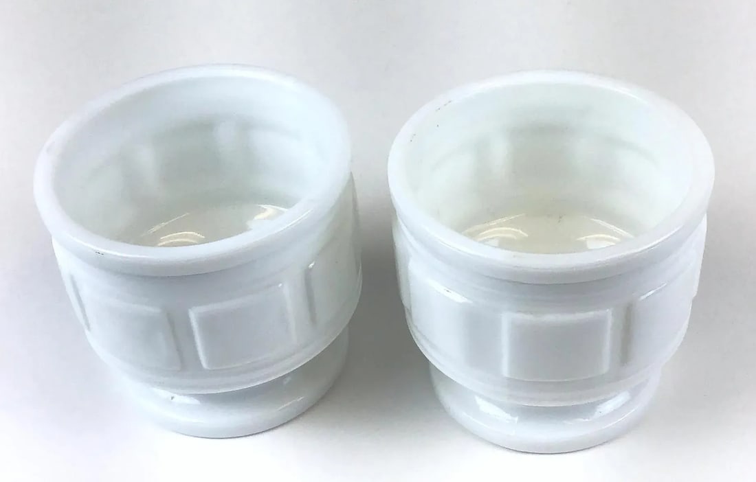 Vintage Milk-Glass Art Deco Planters - a Pair - 9