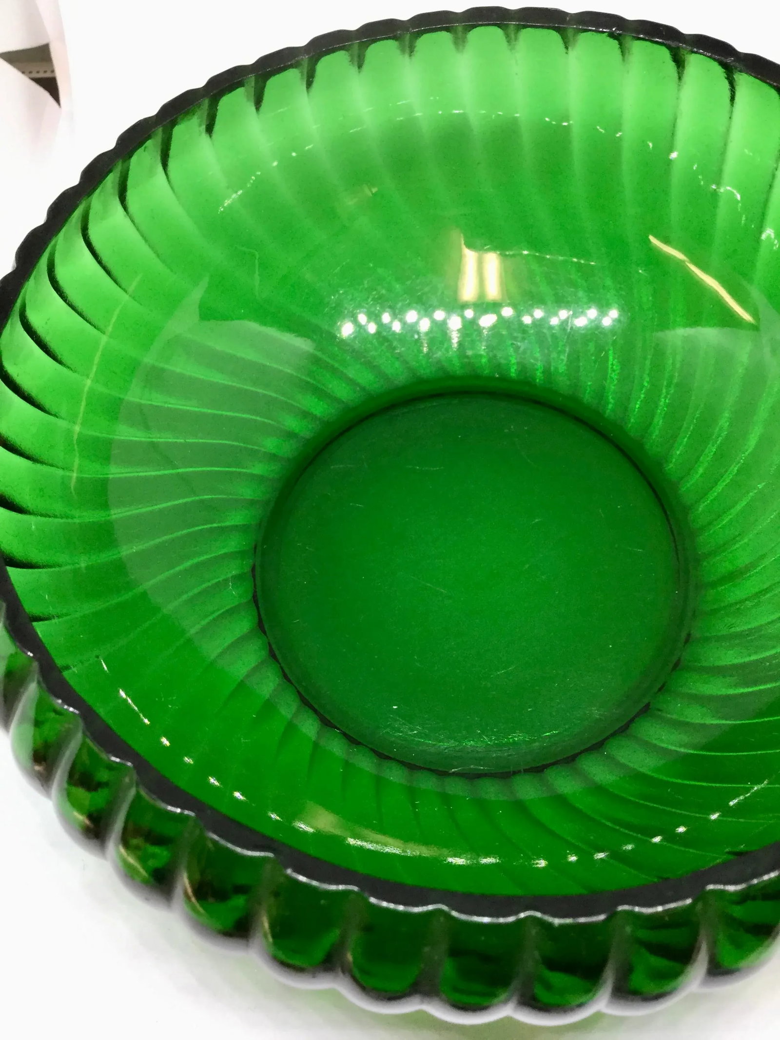 1950s Swirling Green Glass Serving Bowl - 11