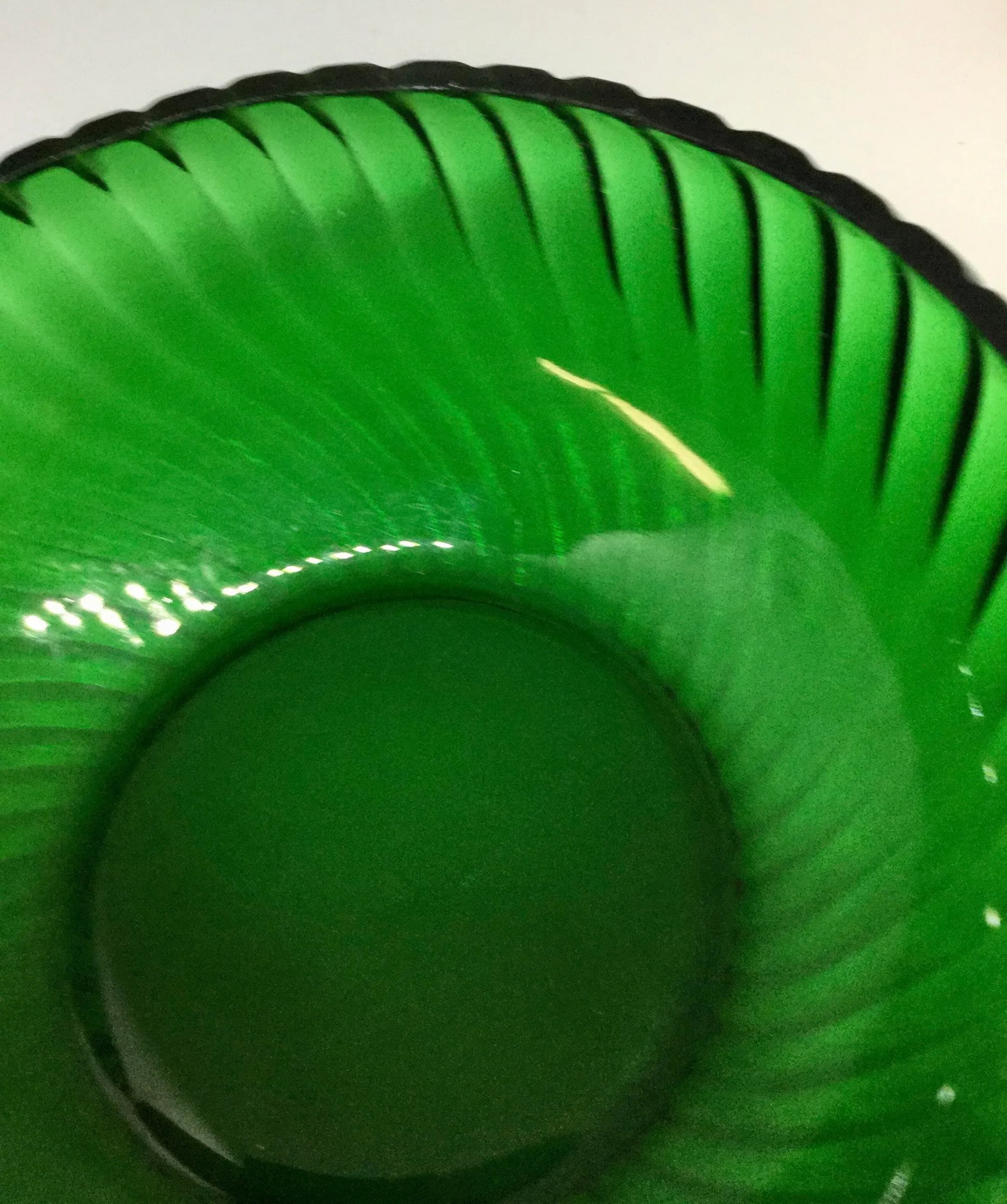 1950s Swirling Green Glass Serving Bowl - 9