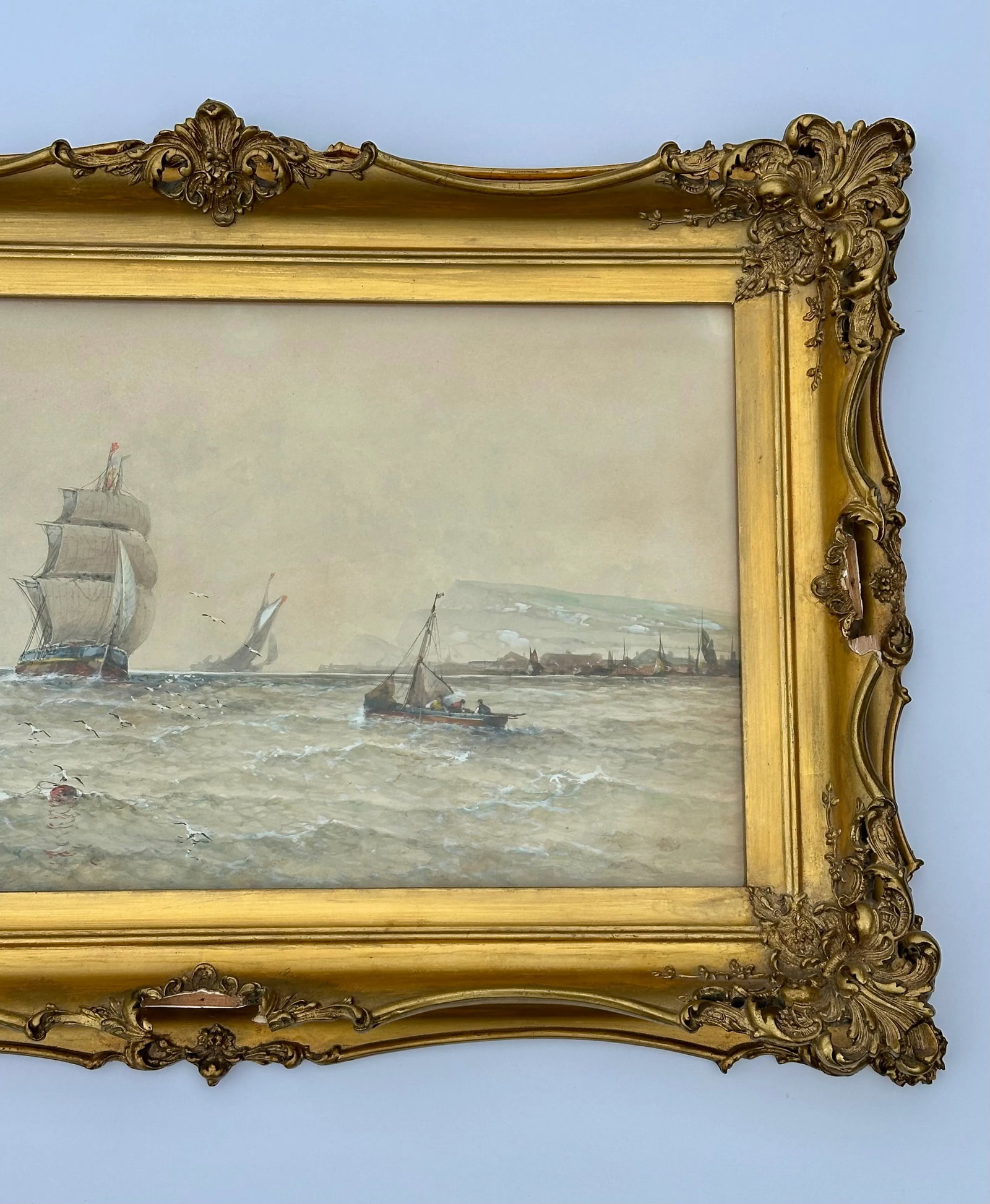 Antique Maritime Harbor Clipper Ship at Sea by Saint Clair Mulholland - 2