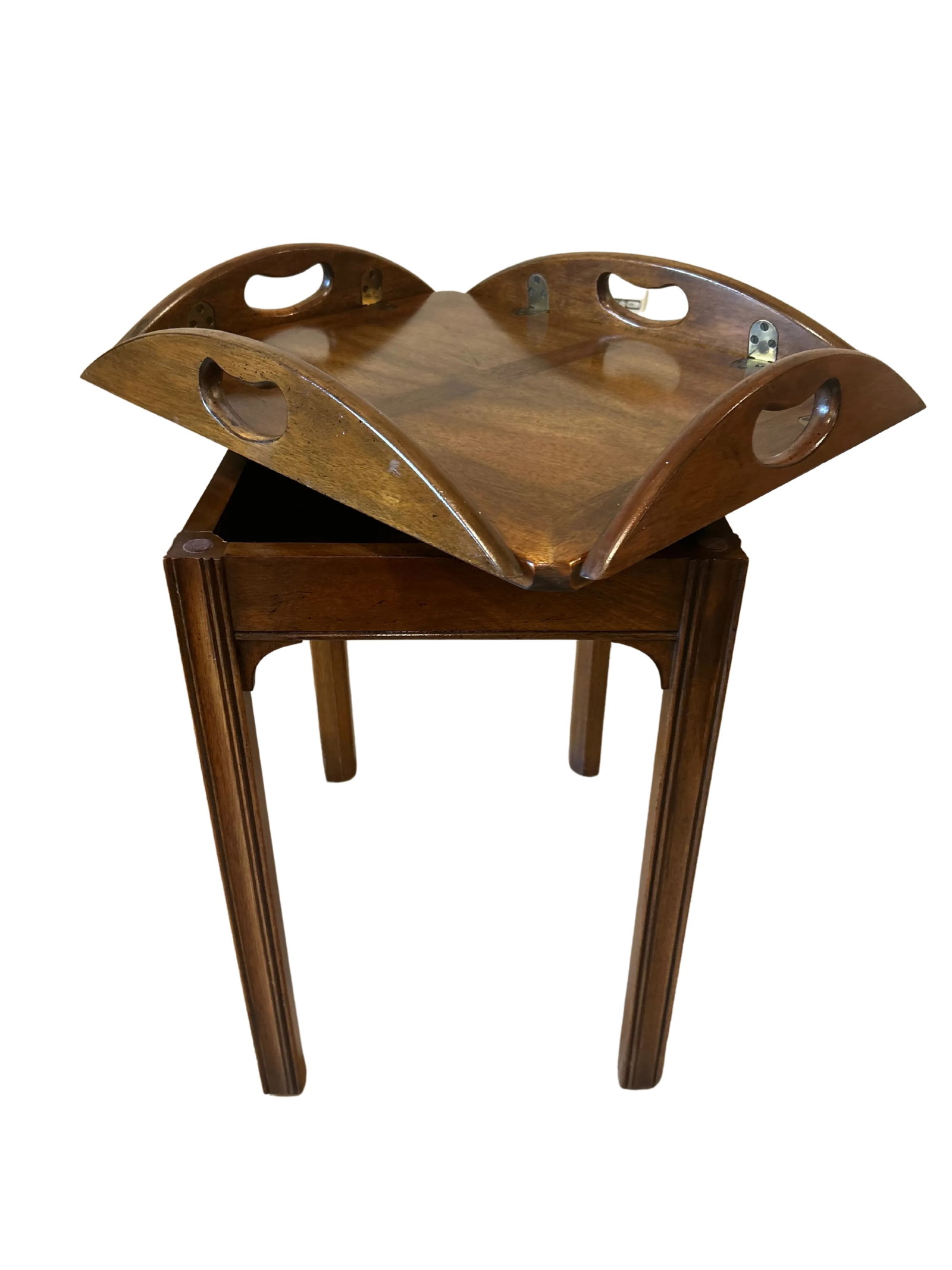 Baker Furniture English Chippendale Campaign Style Butler Tray Table - Removable Top - 8
