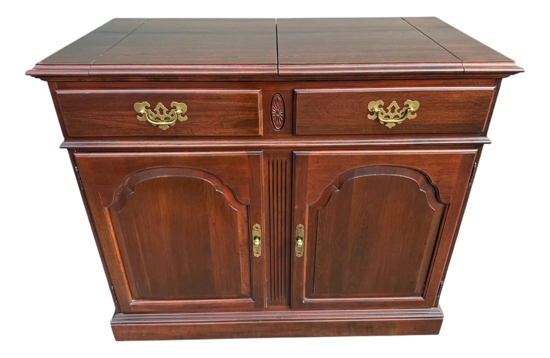 Ethan Allen Georgian Court Cherry Flip Top Rolling Buffet Server (1 of 12)
