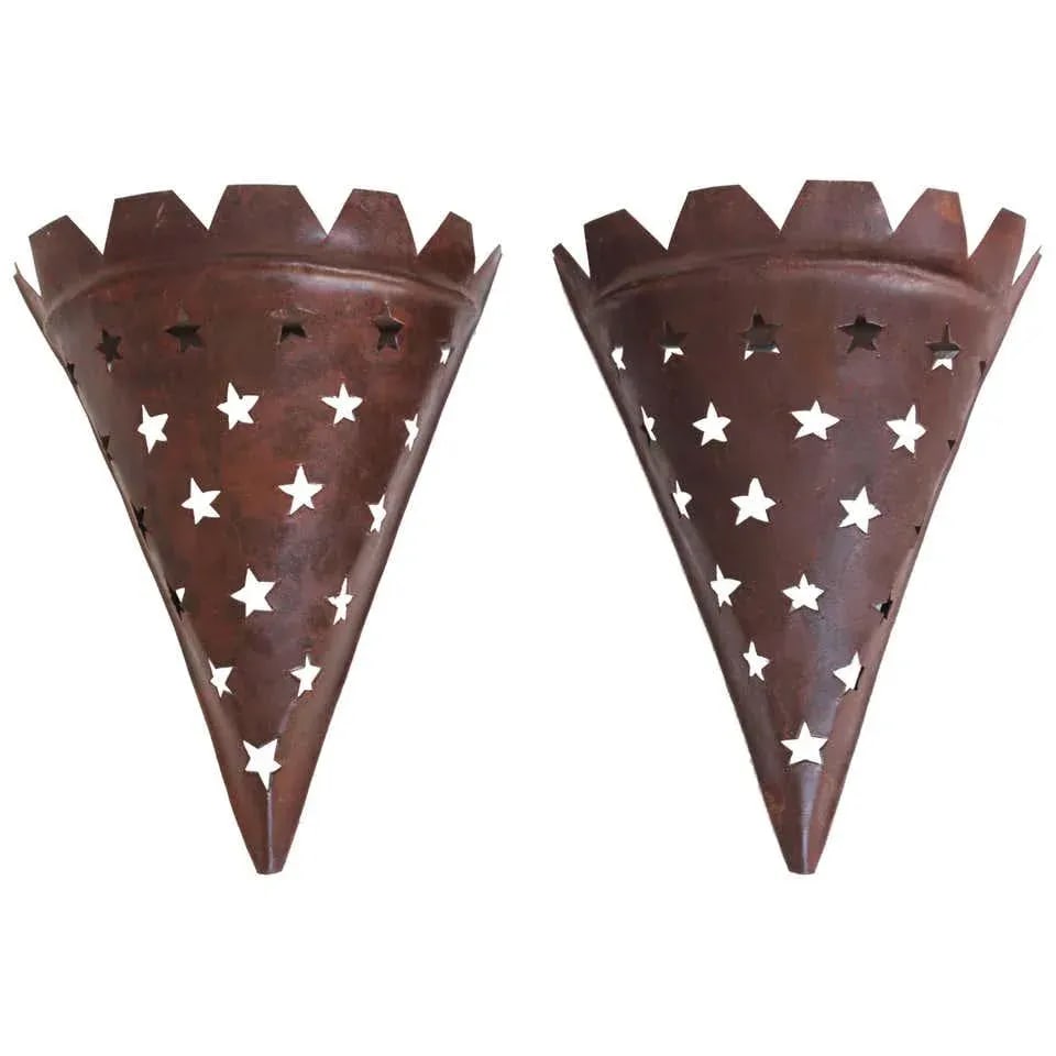Moroccan Handcrafted Iron Metal Wall Sconces - A Pair - 7