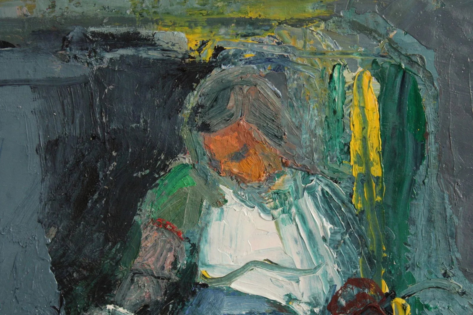 Dee Jenkins Abstract Oil Painting, 'Man on Train' - 6