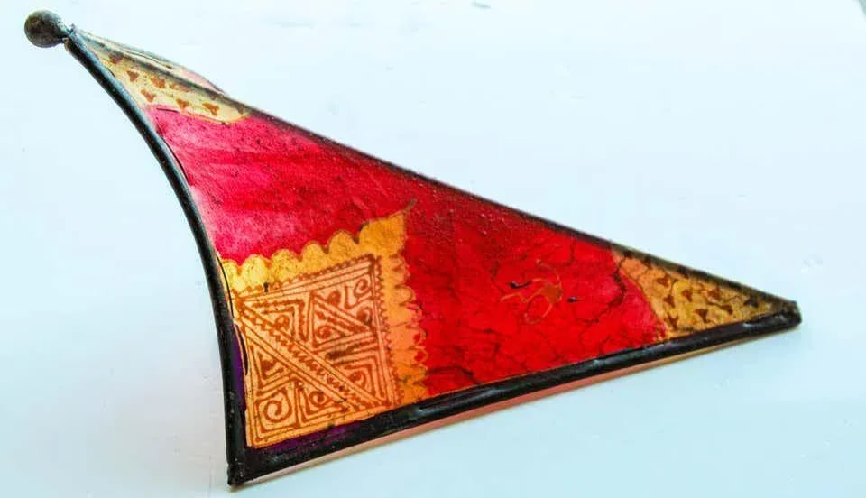 Parchment African Red Art Wall Sconce - 8