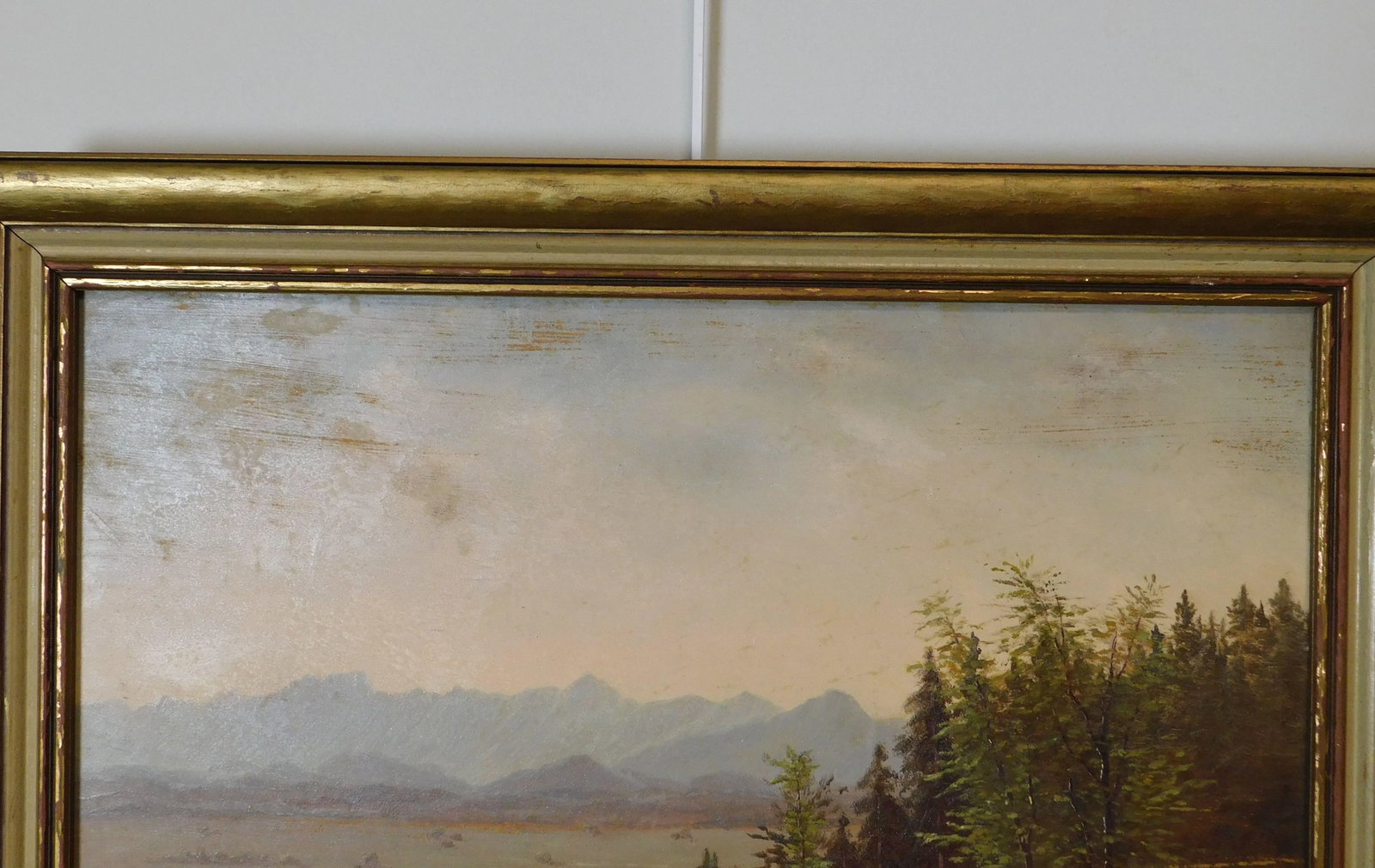 Mountain Valley Scene Framed Oil Painting On Board - Artist's Signature Illegible - 10