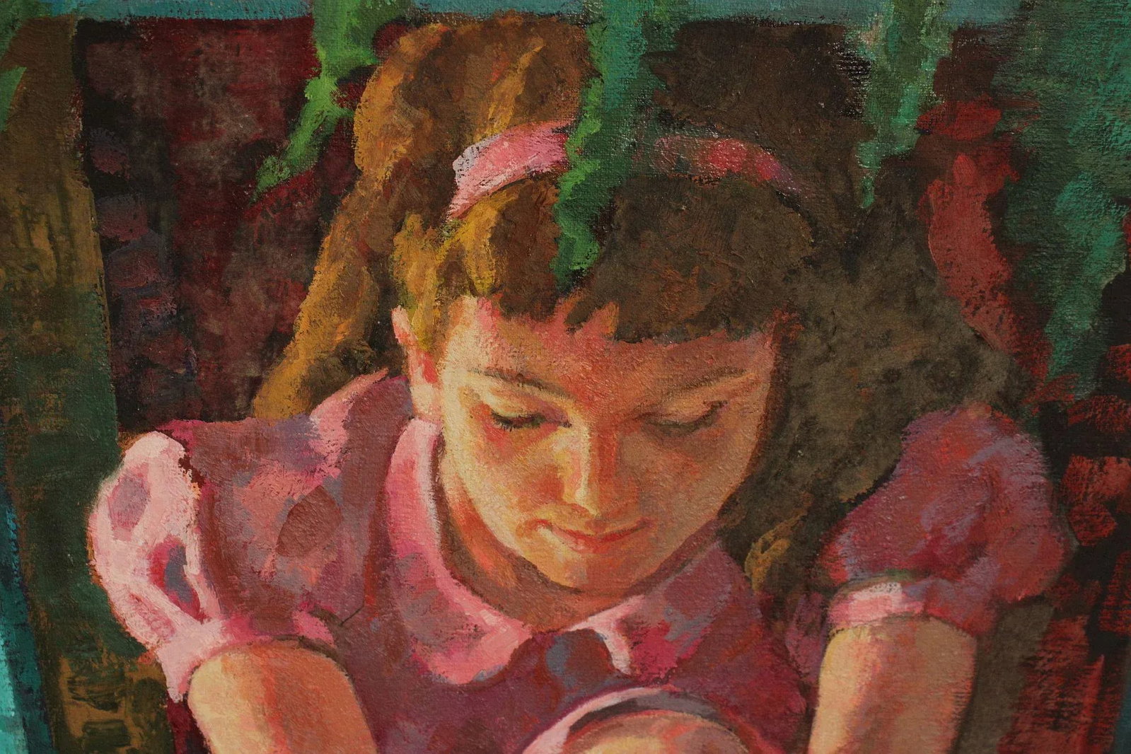 Robert Finch Oil Painting, Girl Under Fern - 10