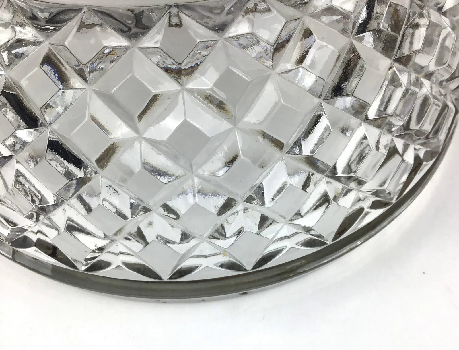 Vintage 1960s Cut Crystal Silver Plate Rim Bowl, Made in England - 8