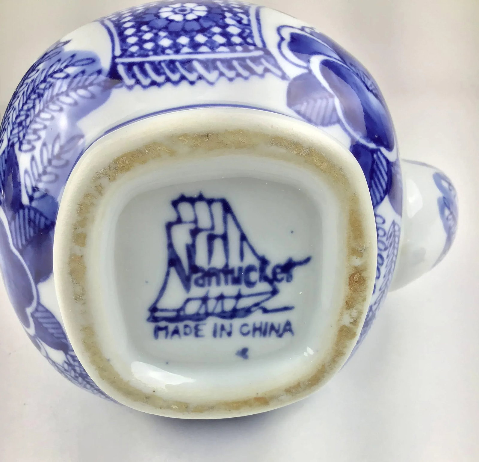 Boho Heavy Blue & White Vintage Chinese Tea Pot - 11