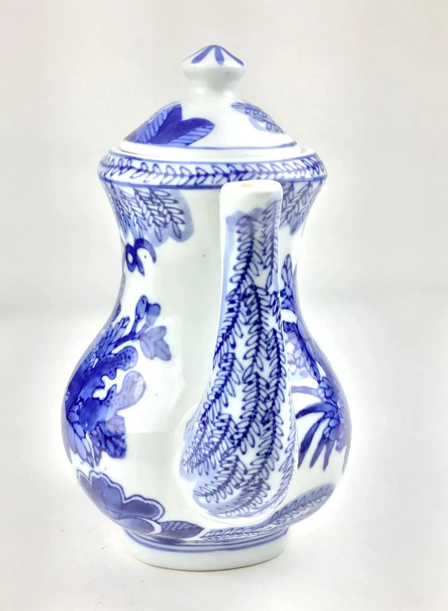 Boho Heavy Blue & White Vintage Chinese Tea Pot - 6