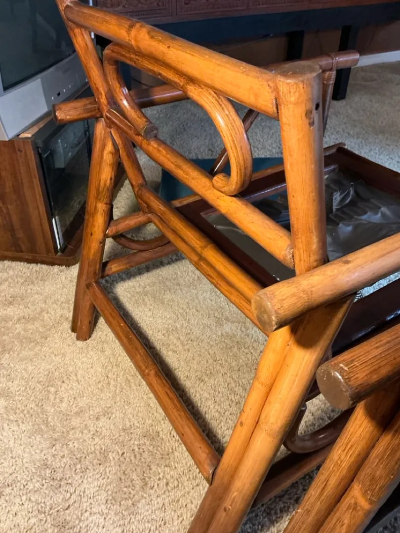 Mid-Century Modern Rattan Bamboo Lounge Chairs, Pair - 6