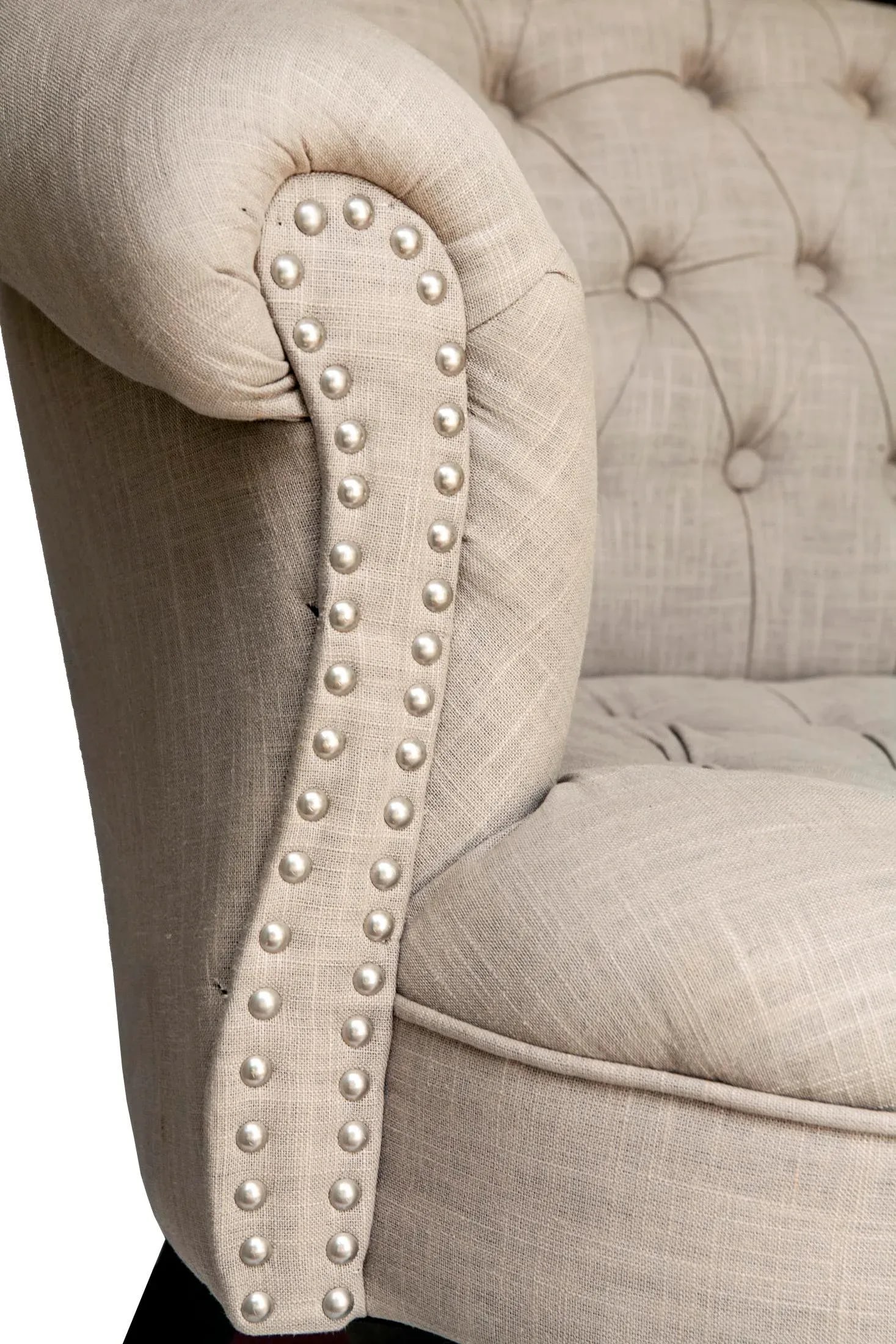 Vintage English Style Tufted Loveseat in Linen - 8