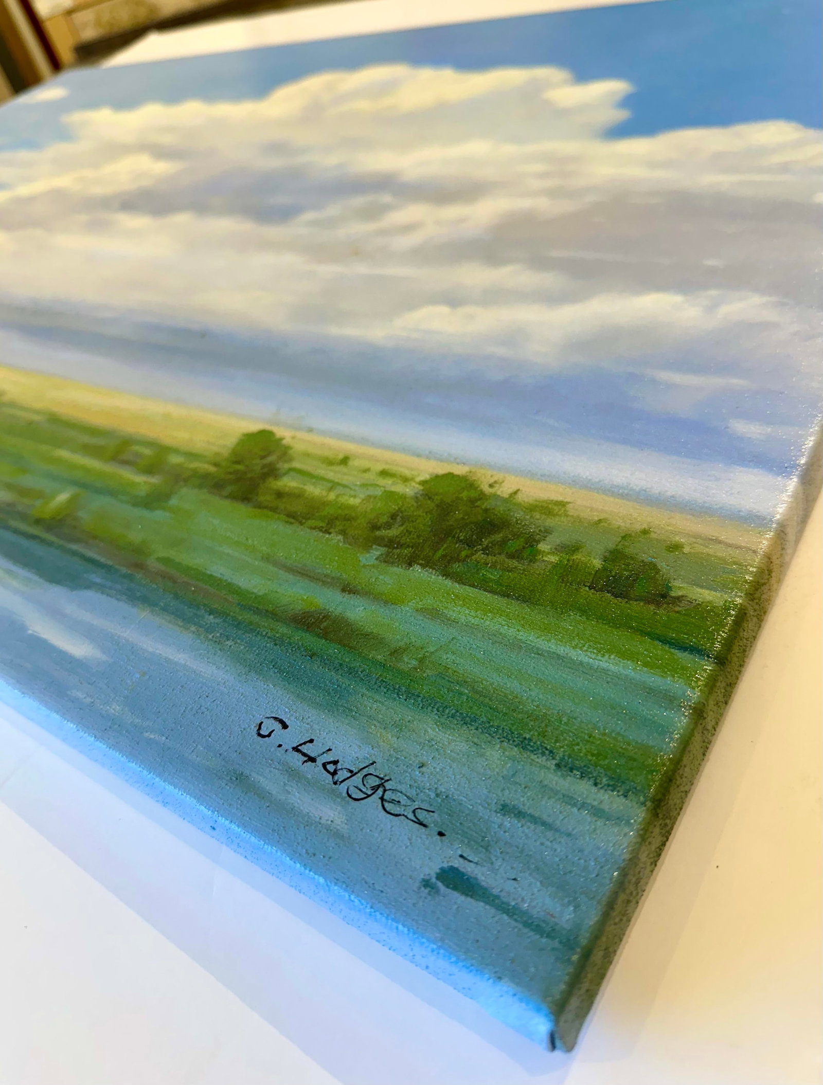 Summer Sky Over the Marsh Original Oil Painting by G. Hodges - 4
