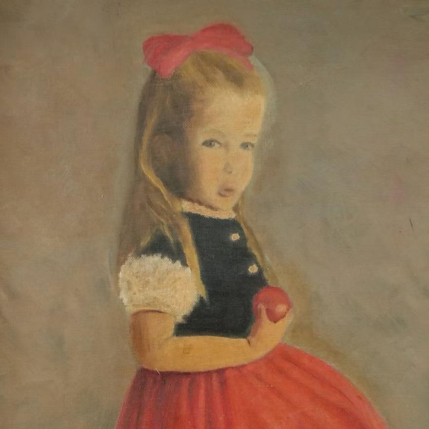 C. L. Malcolm (American 20th C.) 1940's Oil Painting of Young Girl and a Favorite Cat - 2