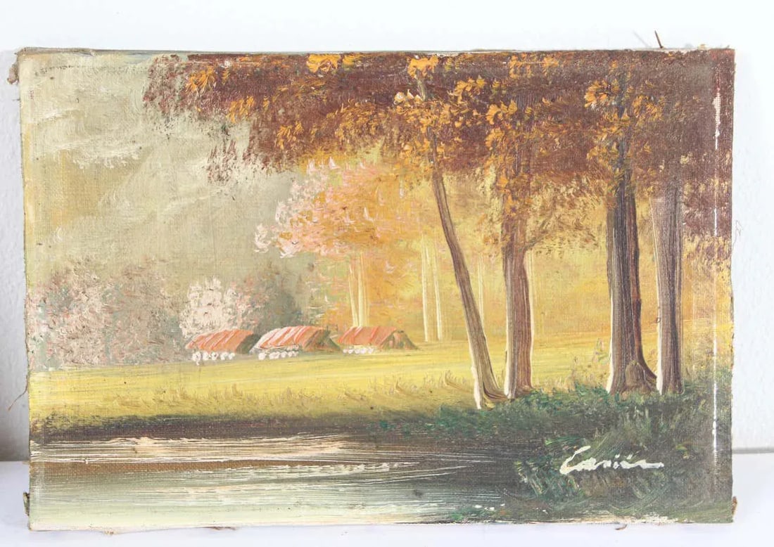 Antique French Provincial Oil on Canvas Painting - 12