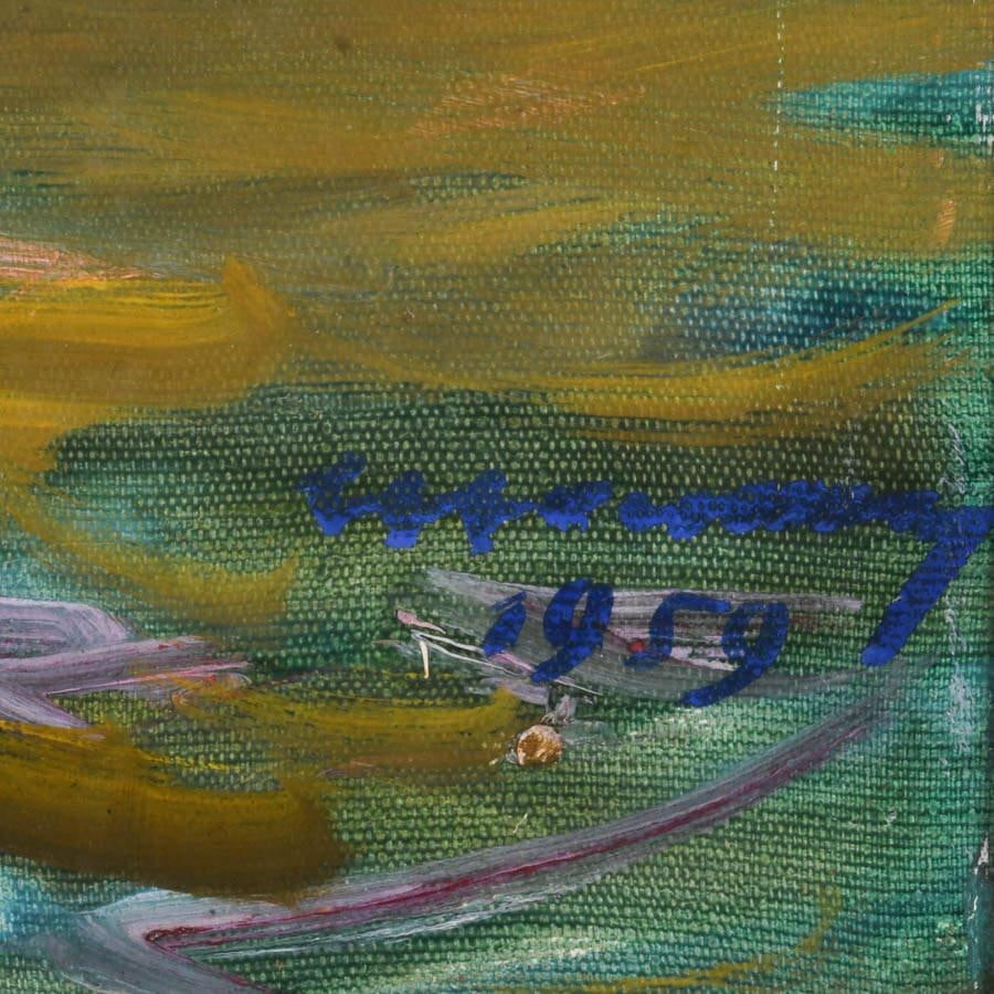 Framed Signed Gentle Waterfall Painting on Canvas - 5