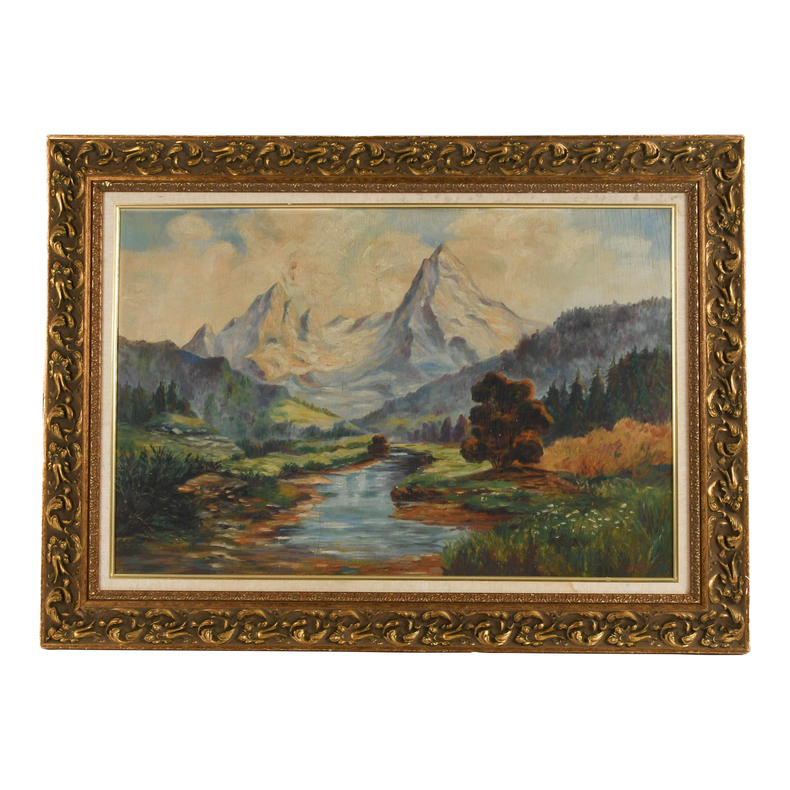 Framed Signed Charles Reiffel "Alpine Serenade" Oil on Wood: Immerse yourself in natural splendor with this framed and signed Alpine Serenade" by Charles Reiffel (1862-1942), a beautifully rendered original painting on wood. With sweeping brushstrokes and a