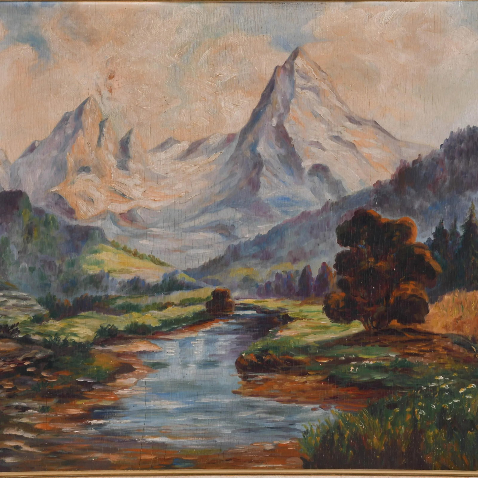 Framed Signed Charles Reiffel "Alpine Serenade" Oil on Wood - 2