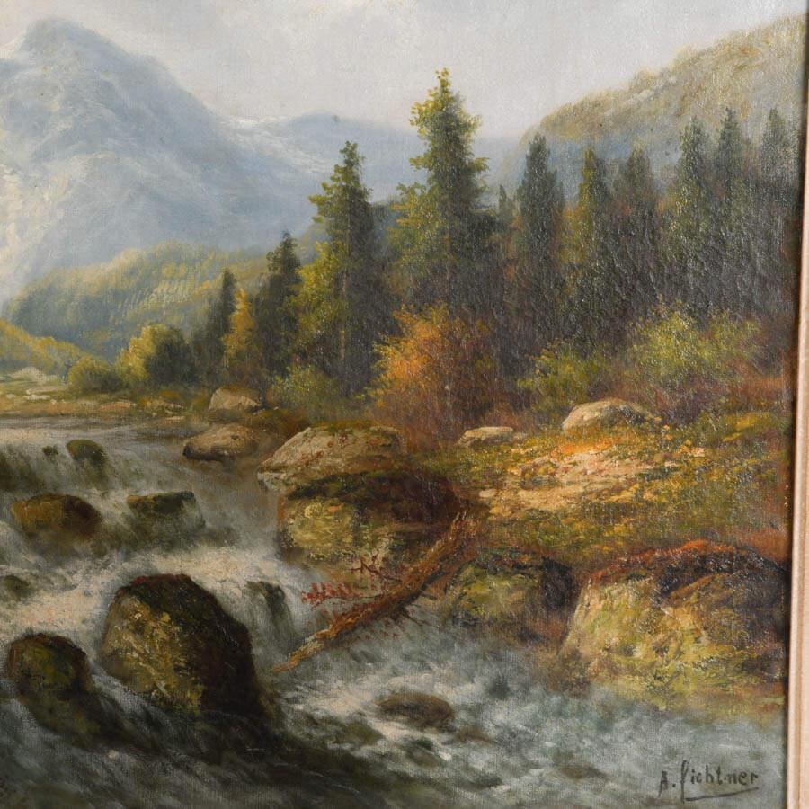 Framed Signed A. Fichtner Roaring River Landscape - 4