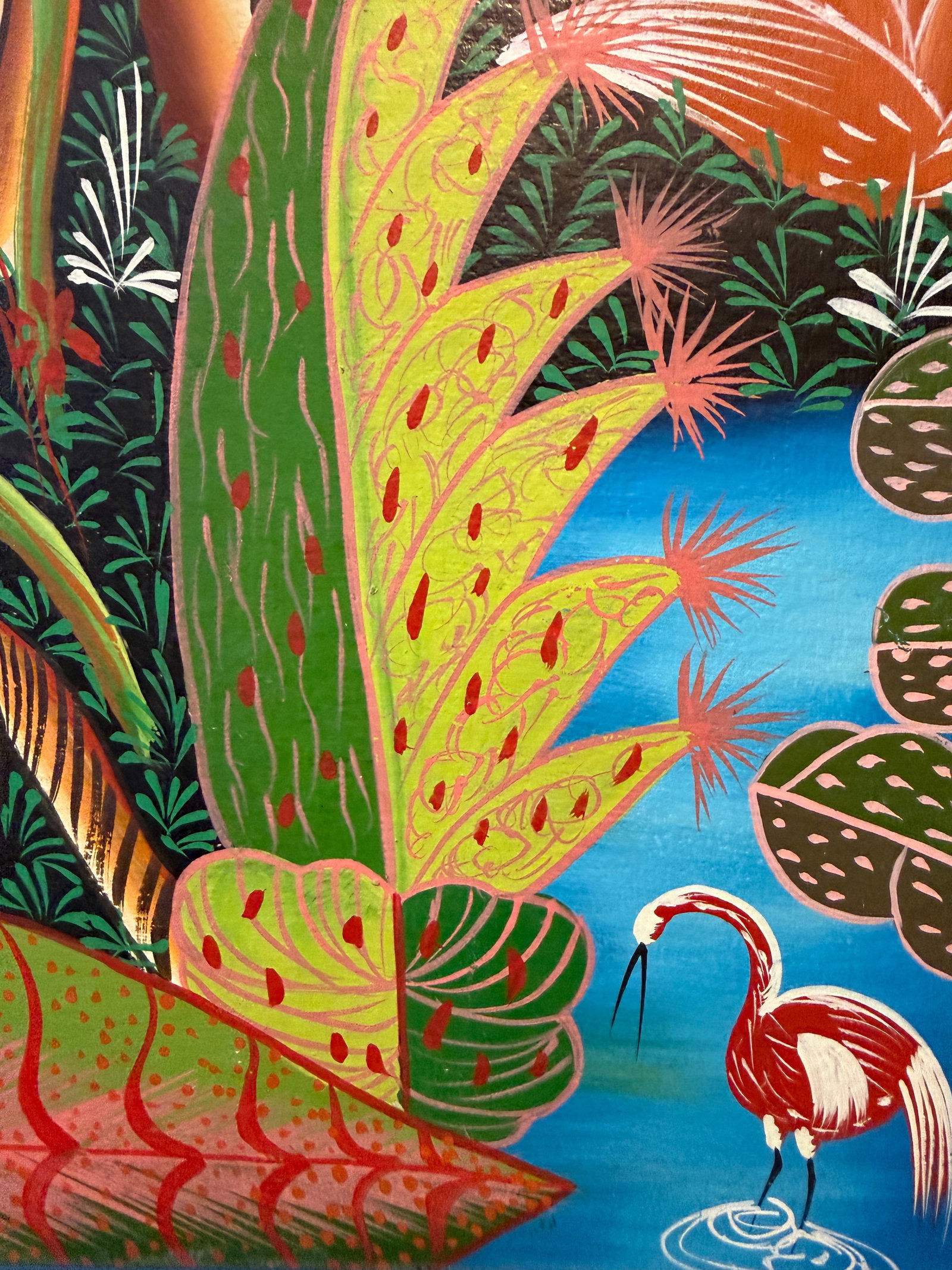 Haitian Folk Art Jungle Scene Painting - 3