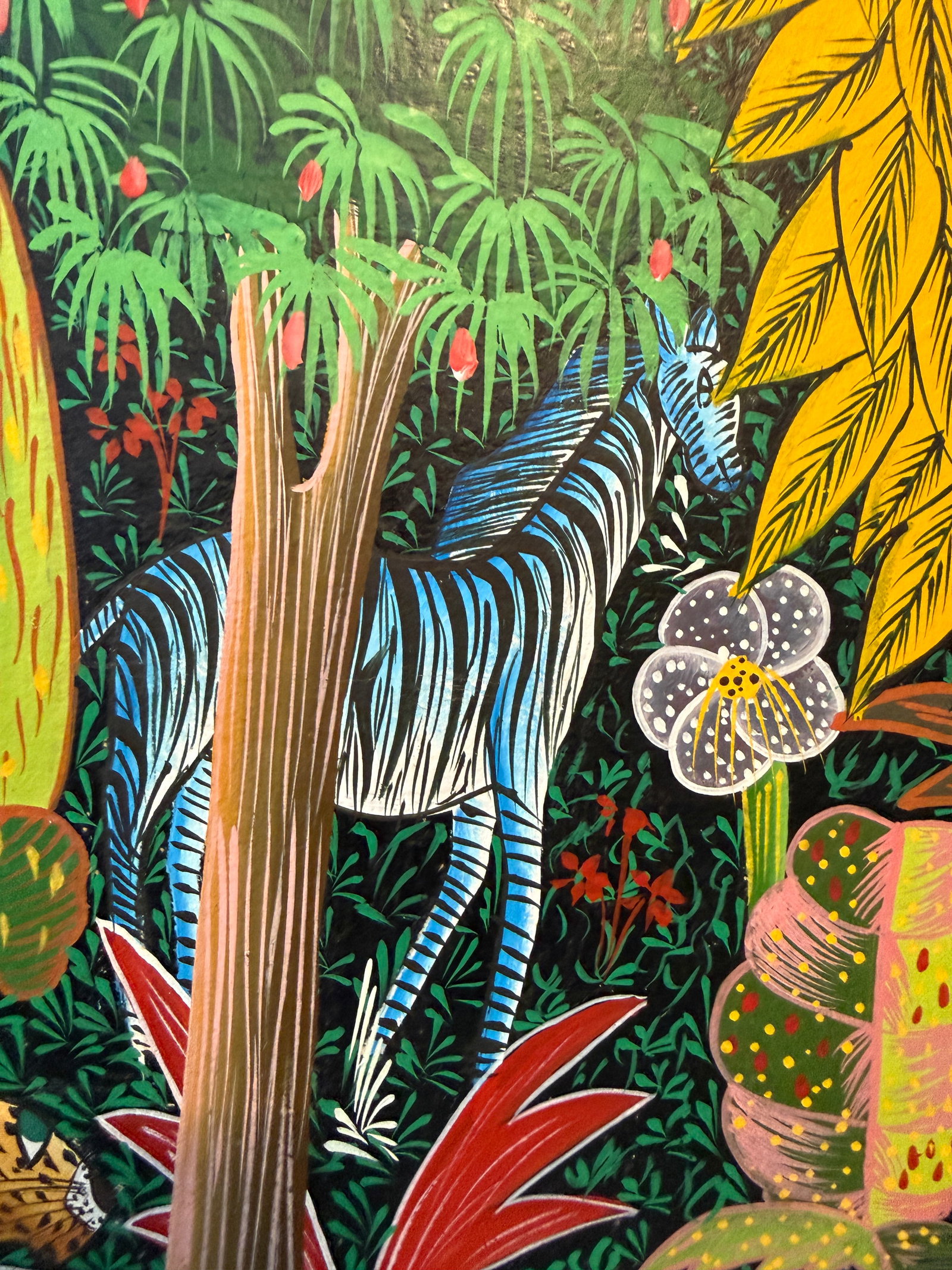 Haitian Folk Art Jungle Scene Painting - 7